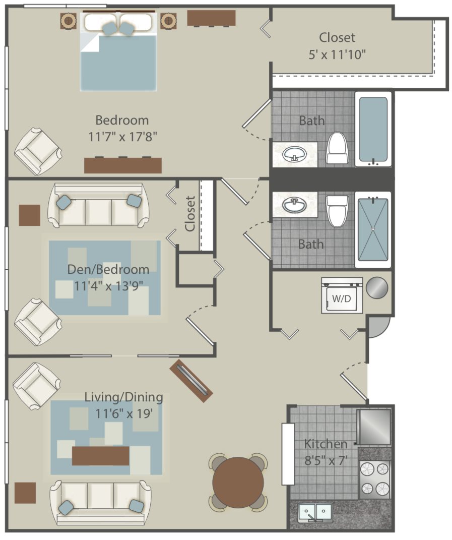 Clear Creek Commons Apartments_Golden CO_Floor Plan_Two Bedroom Two Bathroom_Creekside Frontier Clear Creek Commons Apartments_Golden CO_Floor Plan_Two Bedroom Two Bathroom_Creekside Frontier